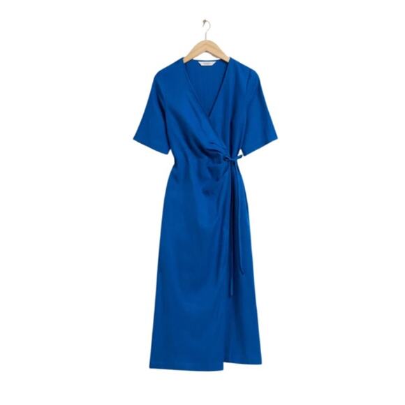 & OTHER STORIES Midi Wrap Dress Blue Size 10 - Picture 2 of 10
